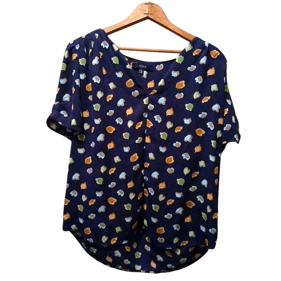 Eclair Tops - Stylish Eclair Navy Patterned Blouse